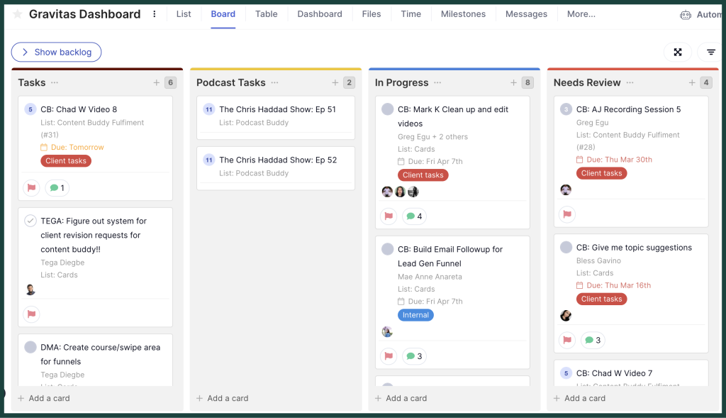 Teamwork Board Page